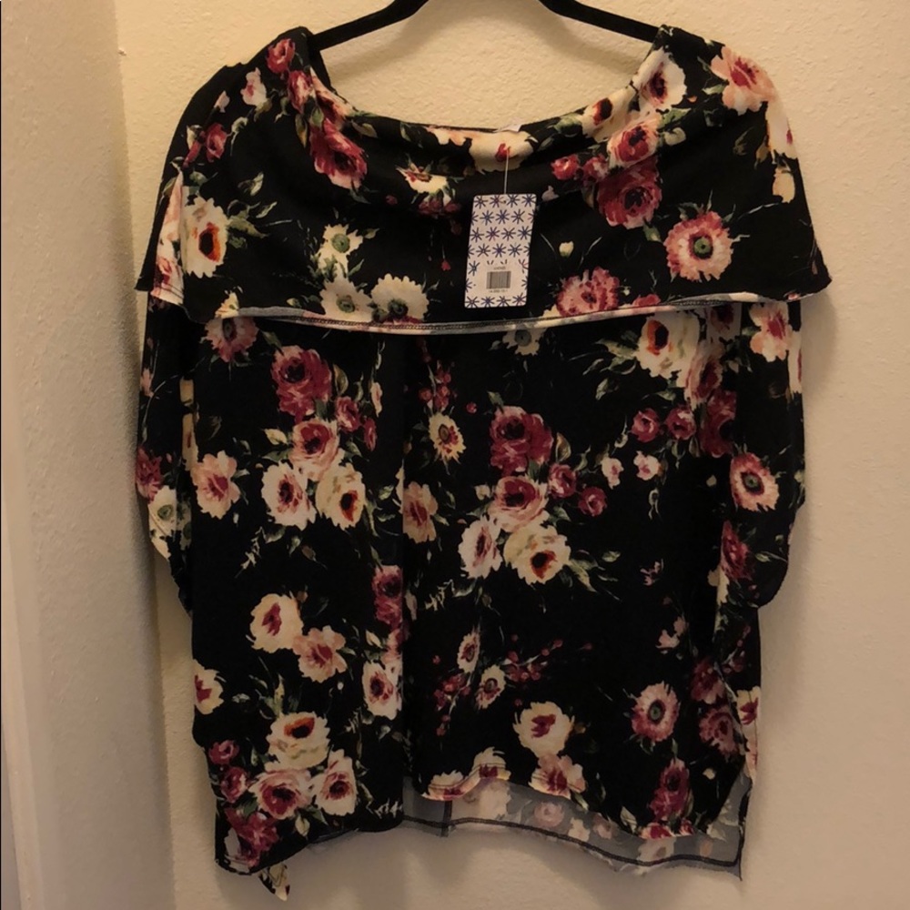 Dark floral poncho
